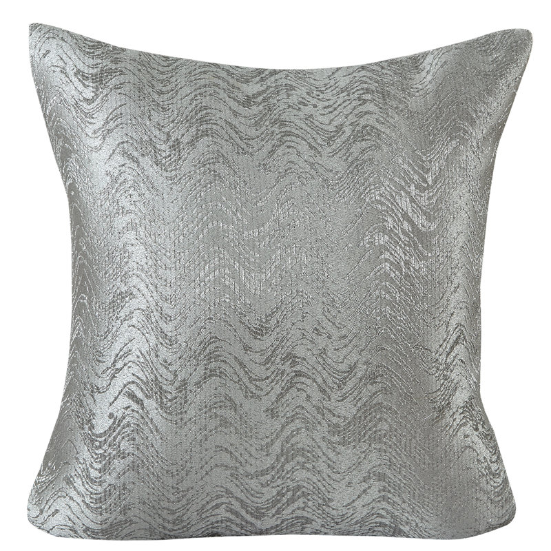 Silver Chevron Pattern 18" Square Polyester Throw Pillow