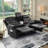 65.7" Modern Manual Reclining Loveseat Sofa With Storage Console And Cup Holders-2106285503
