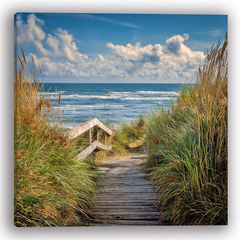 Boardwalk Breeze - Tranquil Beach Pathway Canvas