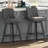 Minceta Swivel Bar Stools Set Of 2, 30 Inch Counter Height Pu Leather Upholstered Barstools With Low Tufted Back & Footrest, Solid Beech Wood Legs For Kitchen Island Home Bar Dark Gray-93801832-93801834-124606443