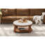Grande table basse moderne avec repose-pieds capitonné à 2 niveaux avec tablette en bois et rangement