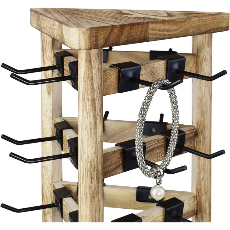 WD4802 18 Hooks Wood Jewelry Display Stand