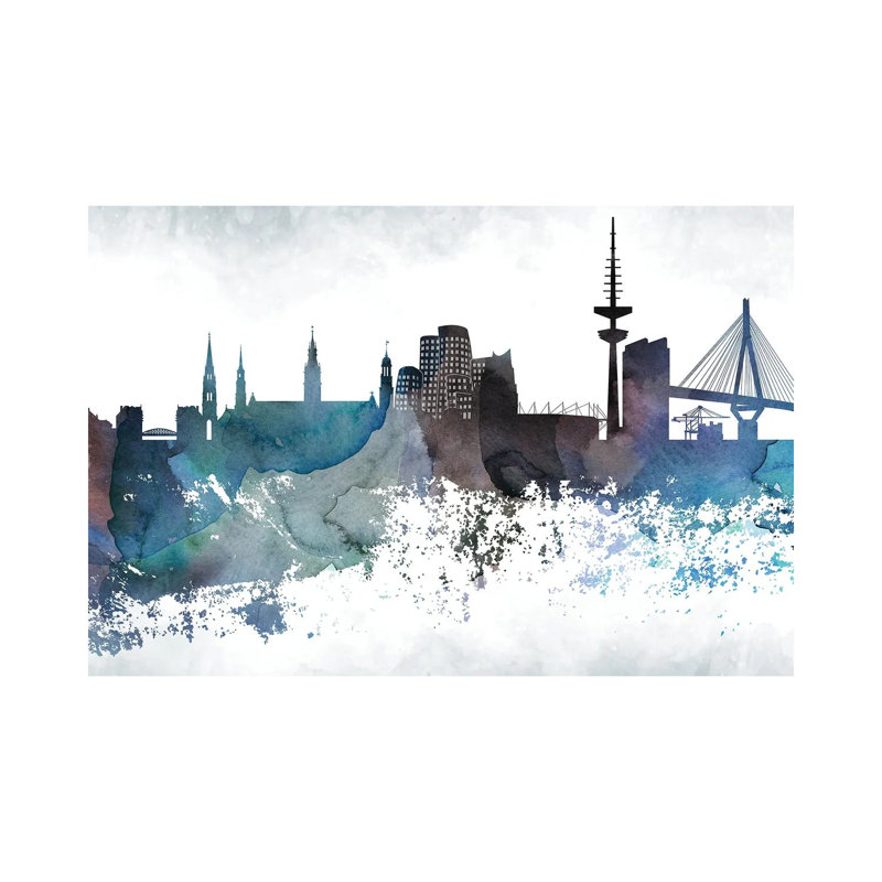 Dusseldorf Bluish Skyline 1 Piece Wrapped Canvas Wall Art, 66.04 cm H x 45.72 cm W x 1.91 cm D