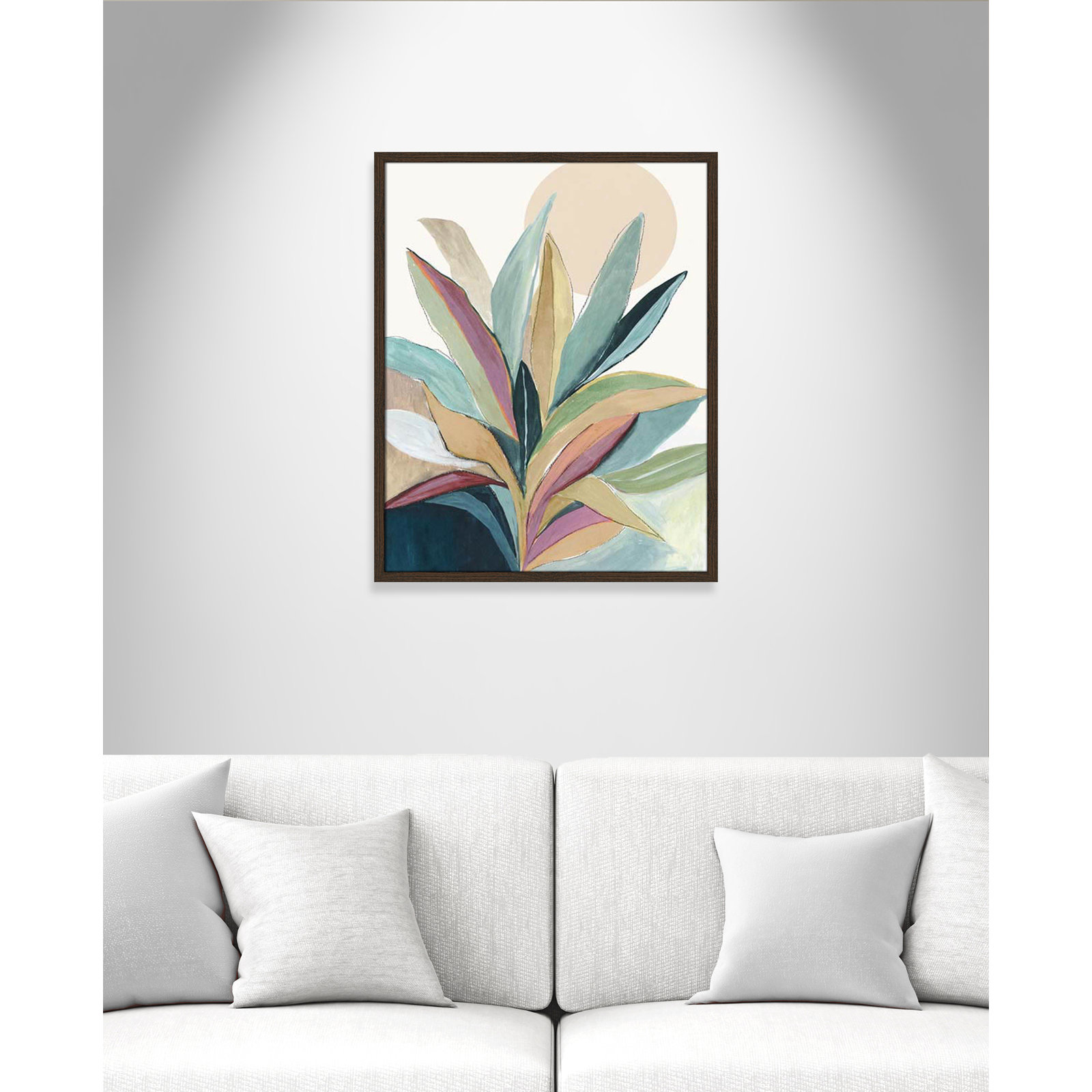 Sunny Bright Leaves I by Asia Jensen, Walnut Slim Unmatted Picture Framed, 29.5" H x 23.5" W x 0.75" D
