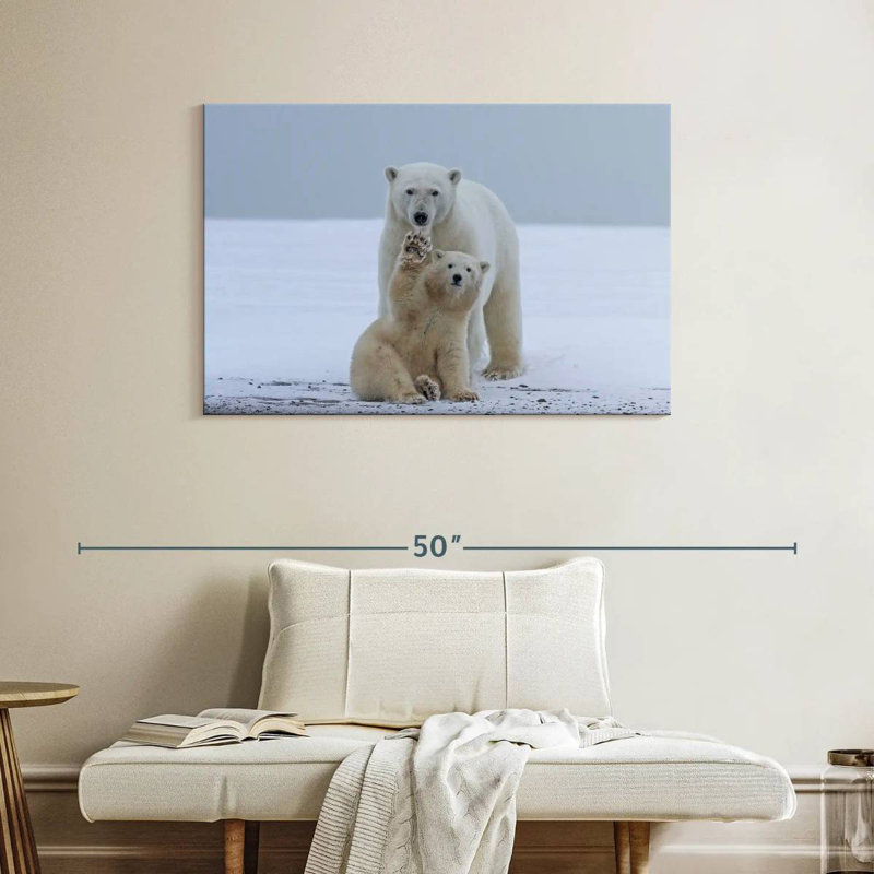 Brampt Polar Bear Waving, 26" H x 39" W