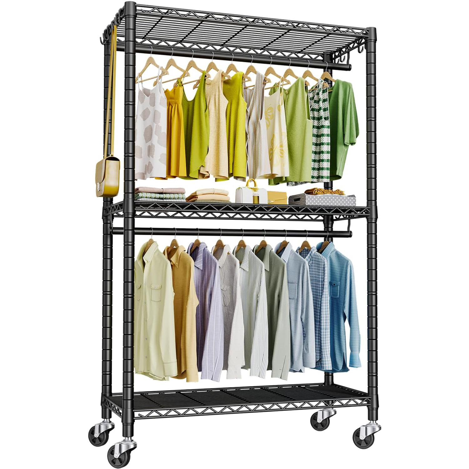 Hoomic 23.6'' Metal Rolling Clothing Rack | Wayfair