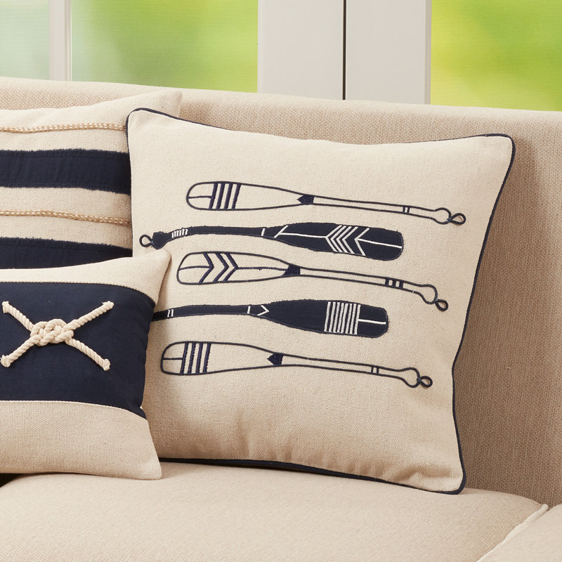 Naviguer Collection Embroidered Cotton Pillow Cover