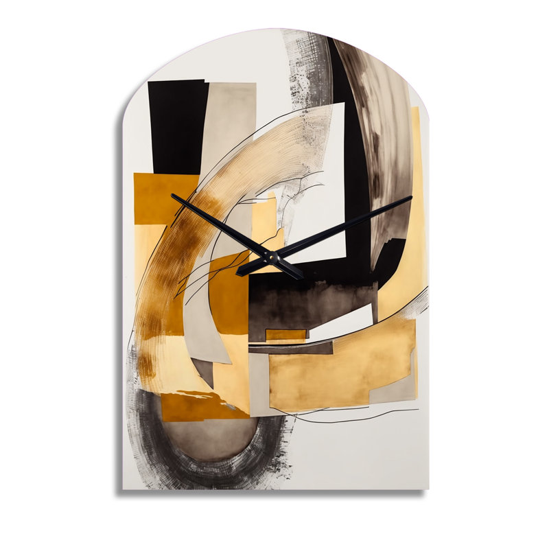 Gabriely Glam Art Deco Abstract IV - horloge murale asymétrique abstraite, Médium