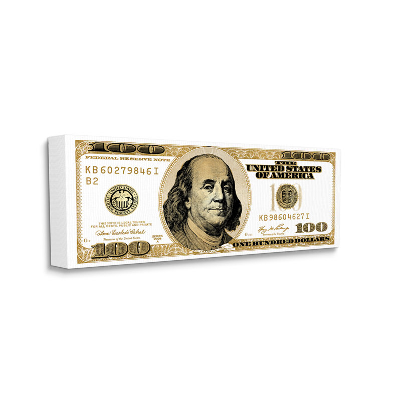 Motif de billets de banque décoratifs tendance, Plaque murale, L 24 po x H 24 po