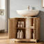 Armoire de meuble-lavabo sous le lavabo avec 2 portes et tablette ajustable, gris vieilli (sans lavabo de salle de bain)