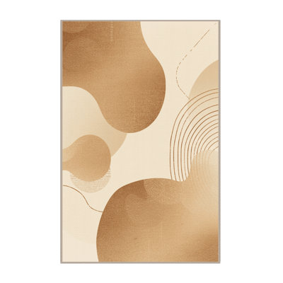 Tapis abstrait moelleux et moelleux à motif abstrait éclectique beige