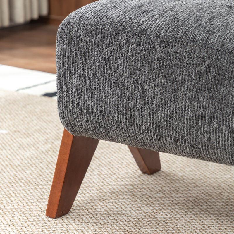 Karsen Upholstered Bench with Solid Wood Leg, Dark Gray