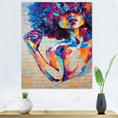 «Colorful Paint Stroke Woman Portrait III», œuvre d'art moderne sur toile
