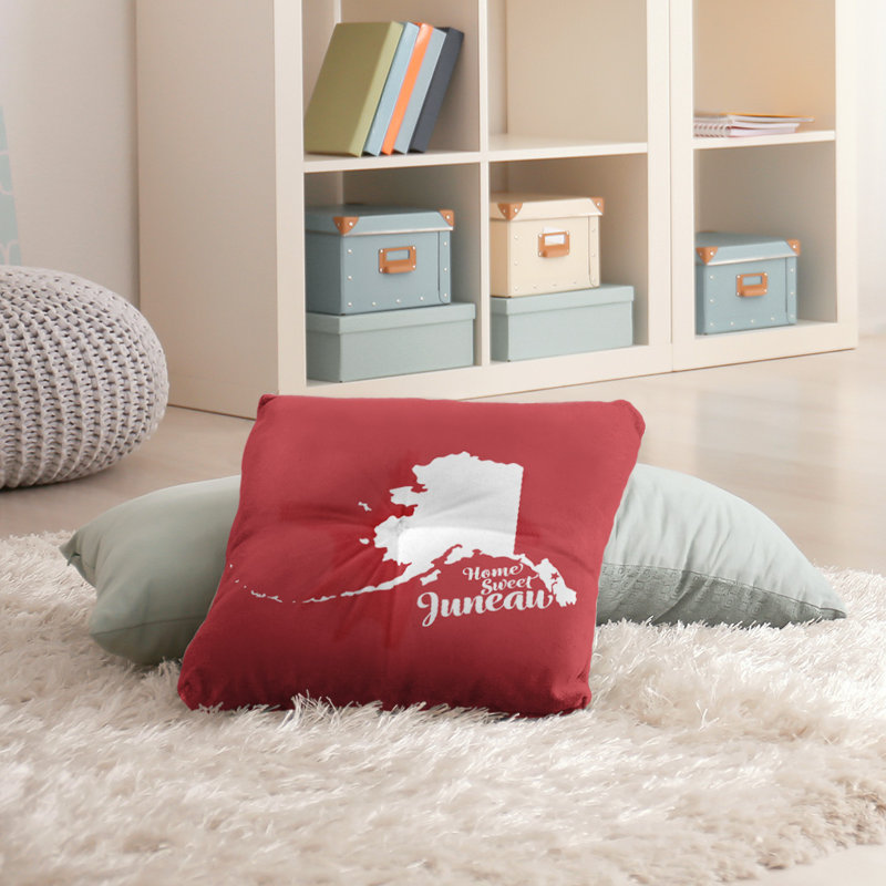 Reversible Throw Pillow, 30" H x 30" W, Juneau/Alaska, Red
