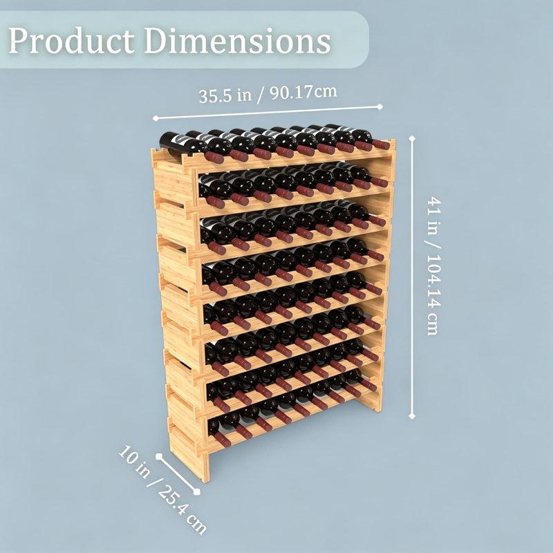 Bamboo Stackable Freestanding Wine Rack, No Tools Assembly, Durable Wine and Liquor Bottle Storage for Small Spaces