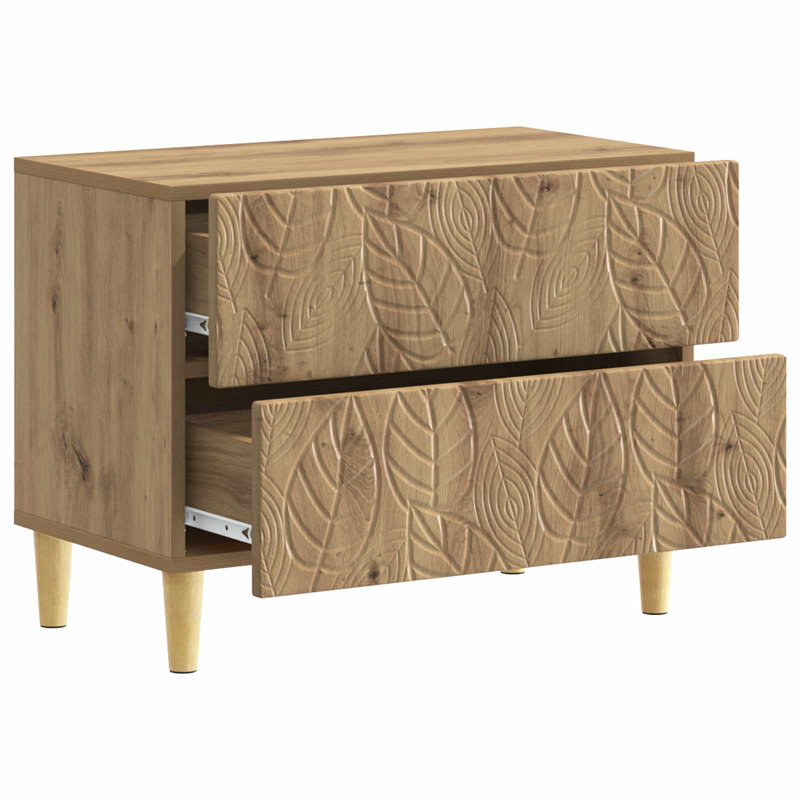 62 cm W Bedside Table, Artisan Oak