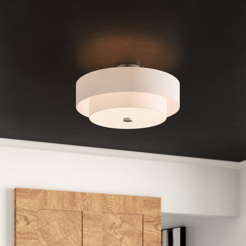Plafonnier semi-encastré de 18 po à quatre lumières Cebron, Laiton satiné