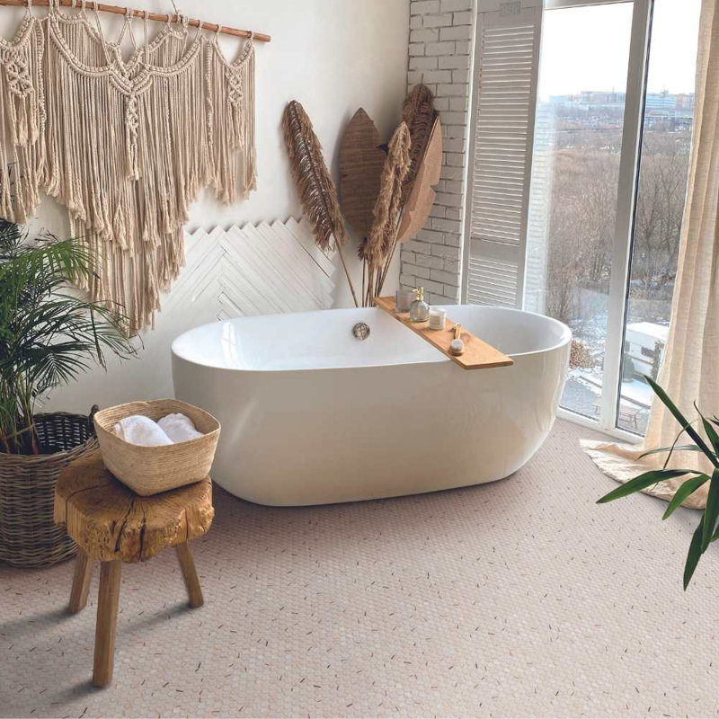 Eterna Penny 12"x12" Recycled Glass Mosaic Tile, Mauna Blis