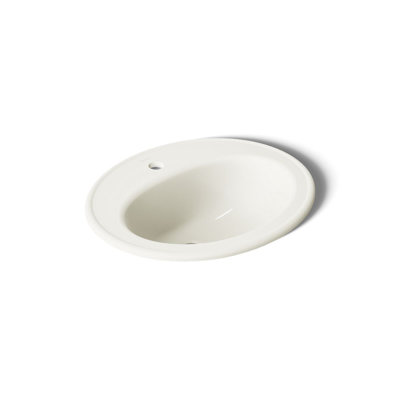 Lavabo de salle de bain ovale encastré avec trop-plein en céramique Pennington