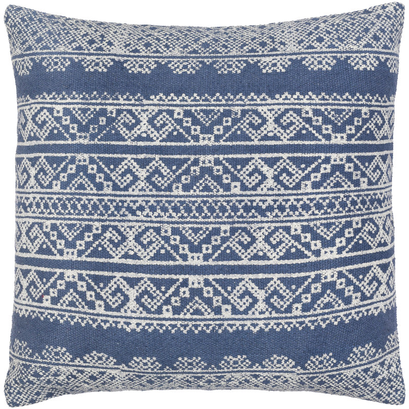 Zendaya Geometric Cotton Throw Pillow, 18" x 18", Polyester/Polyfill