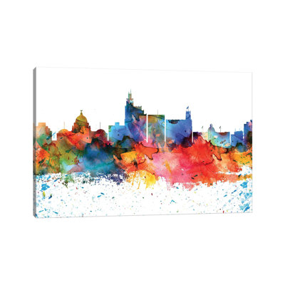 Jackson Mi Skyline by WallDecorAddict - Wrapped Canvas Painting