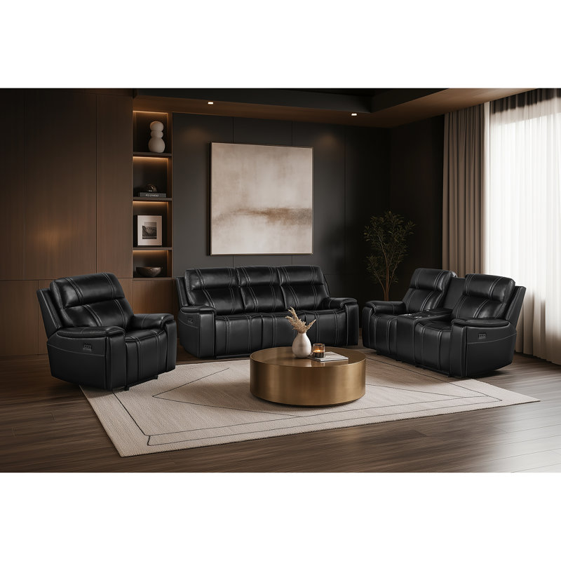 Fauteuil inclinable électrique en cuir noir 8880