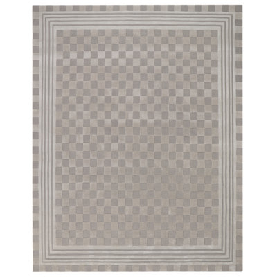 Light Gray Tonal Check Rug