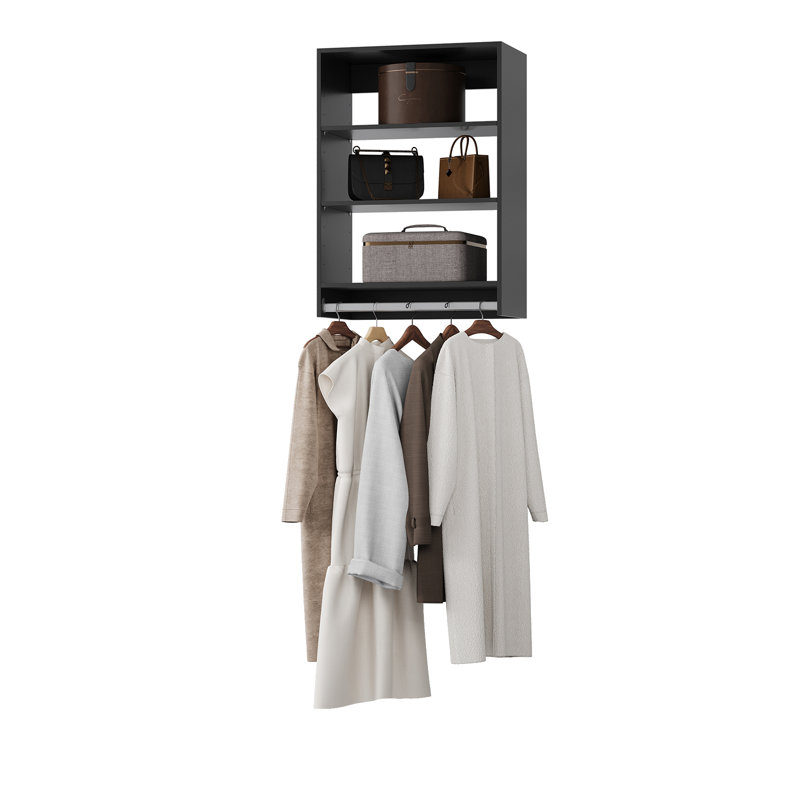 Système de garde-robe moyen, H 36 po x l 22,5 po x P 14 po, Noir, noir, noir, noir