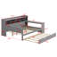Lit de jour en bois Trundle - tablettes de rangement, bureau d'étude (conception multifonctionnelle)-1995178893-1995178895