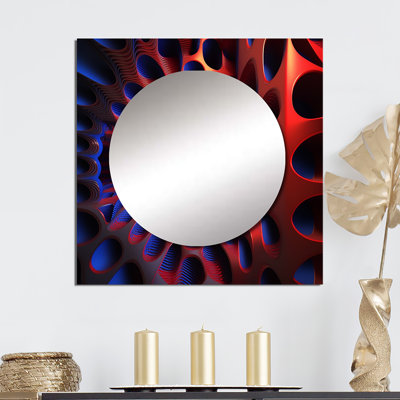Portals Moire Futuristic Matrix - Modern Geometric Large Square Mirror Wall Decor For Bedroom
