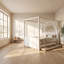 Lit plateforme à baldaquin double en bois massif l 57,1 po x P 78,5 po x H 66,9 po Bonwell