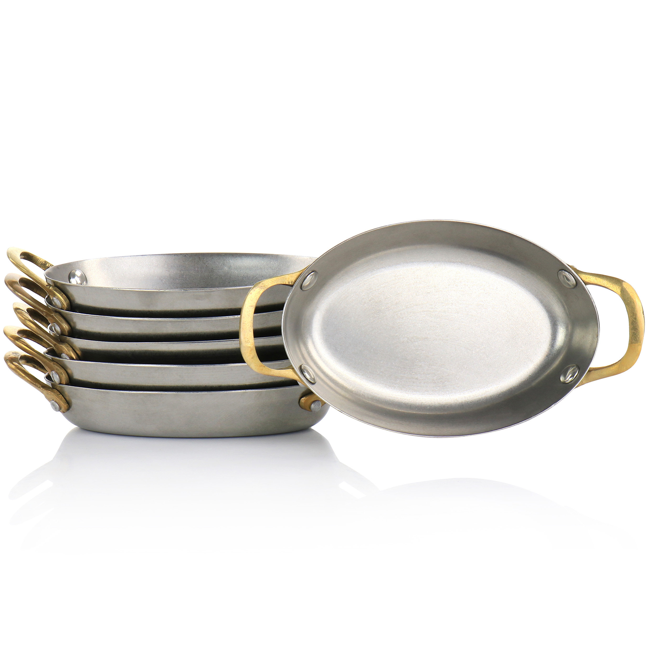 6 Piece Mini Oval Au Gratin Pan Set with Brass Handle
