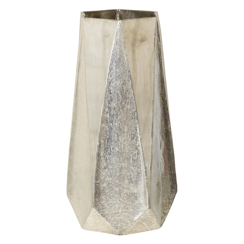 Ancien - vase en verre - artefact argent, H 15 po x l 8 po x P 8 po