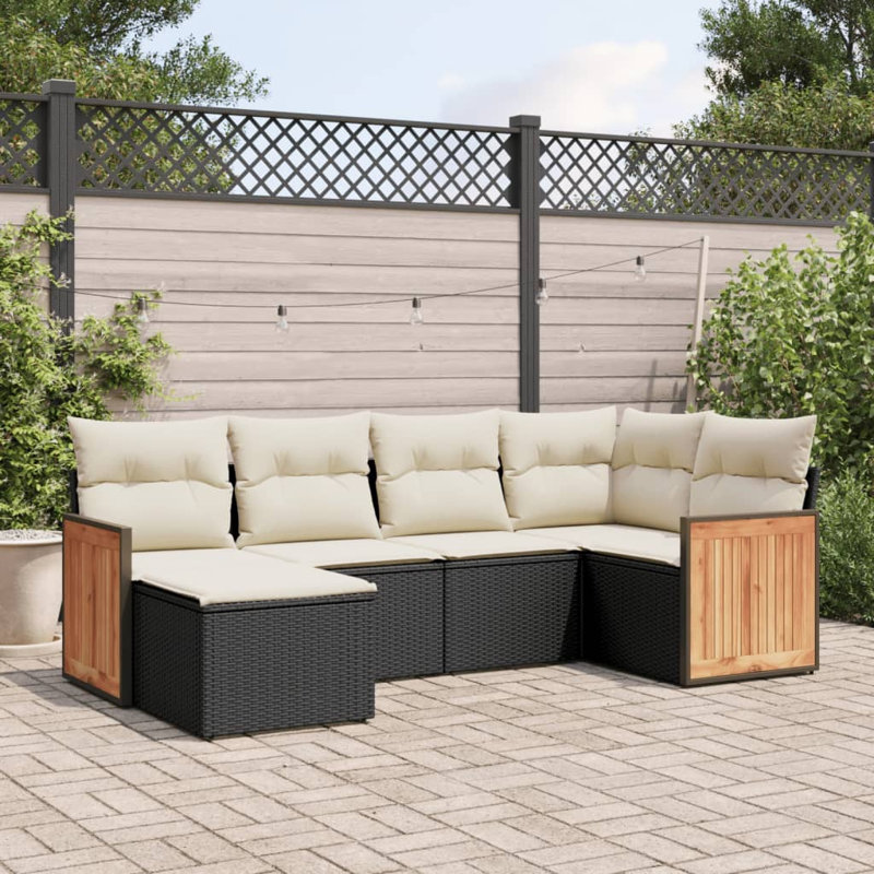 Ensemble de canapé de jardin Vidaxl noir et crème