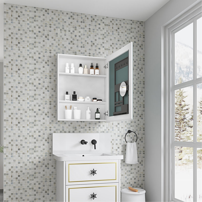 Armoire à pharmacie à miroir sans cadre 24 po x l 30 po avec bords biseautés et porte à ouverture à droite (une seule armoire)