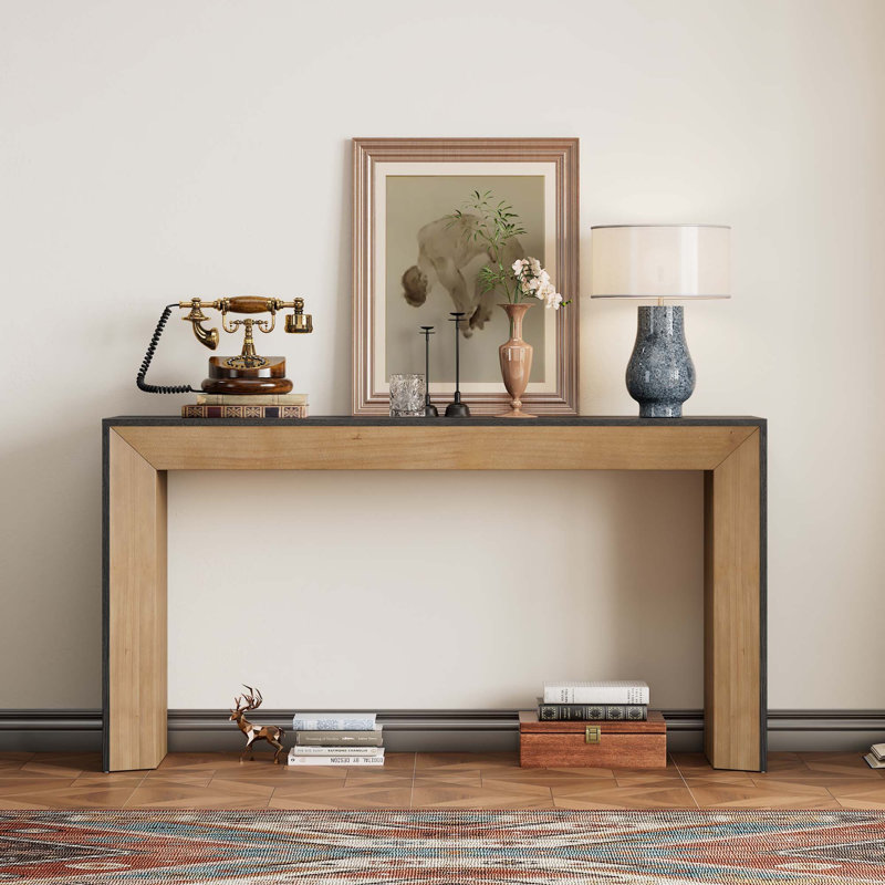 Console Table,Fireplace Design, Brown/Black