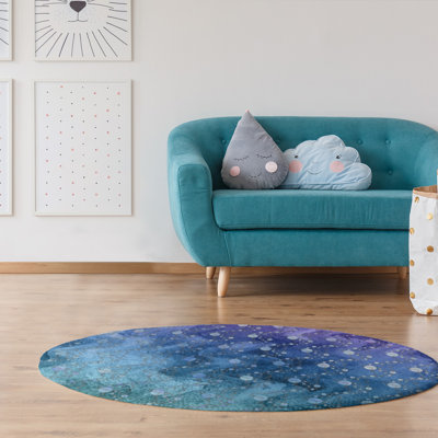Tapis de planètes et d’étoiles mauve/vert/bleu