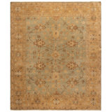 Oushak Floral Hand-Knotted Wool Light Blue/Gold Area Rug