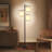 Liam 74 in. Mid-Century Modern 3-Light LED Floor Lamp with Fabric Drum Shades-62954080