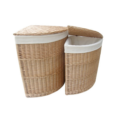 2 Piece Corner Wicker Laundry Set