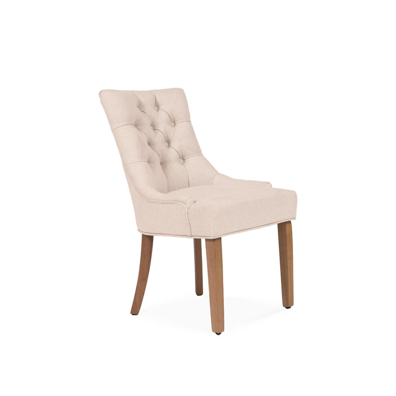 Norval Upholstered Dining Chair, Light Grey, Light Brown