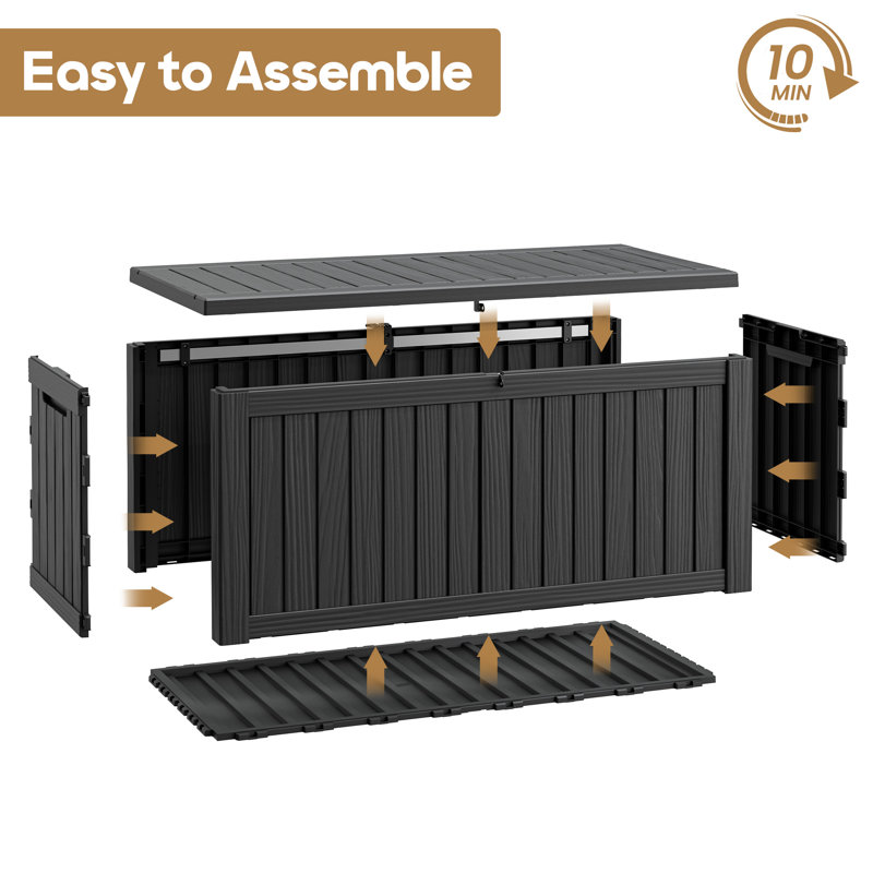Grande boîte de rangement en résine 150 gallons - Rangement extérieur imperméable avec couvercle verrouillable et cloisons amovibles