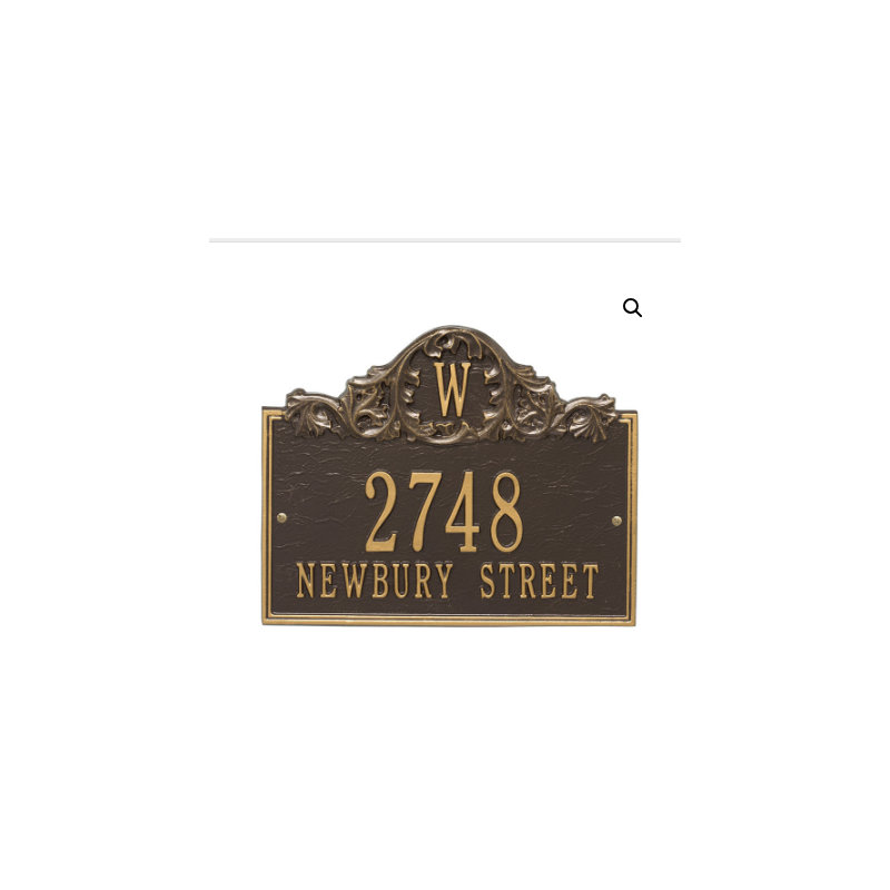 Acanthus Monogram 3-Line Wall Address Plaque, Bronze and Gold, Yes