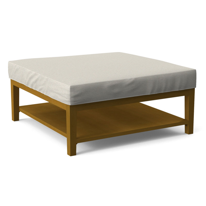 Hammond Square Ottoman, Antique Frost White Finish, White Performance Fabric; 0851-94