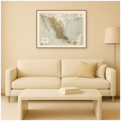«Vintage Mexico Map» par Nostalgia Prints, reproduction d'art sur toile encadrée
