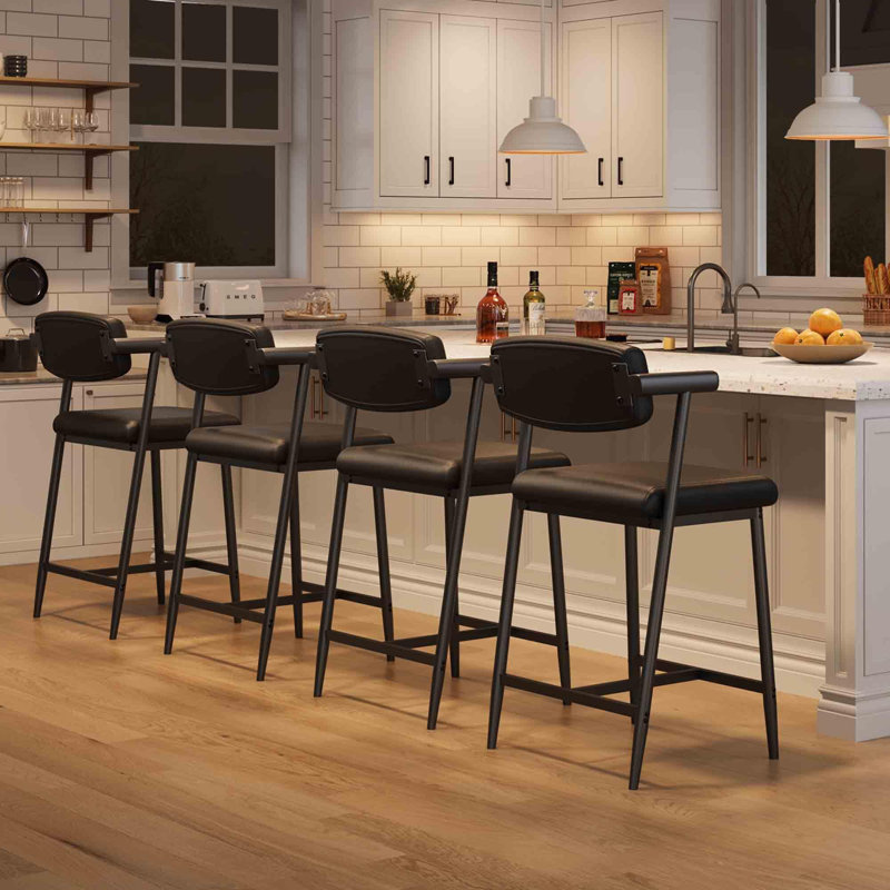 Counter Height Bar Stools Set Of 2 With Arms, Dark Brown