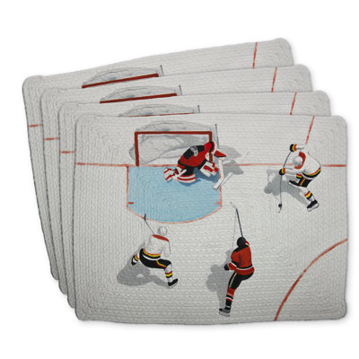 Eventful Hockey Game Braided Polyester Kibbe Set of 4