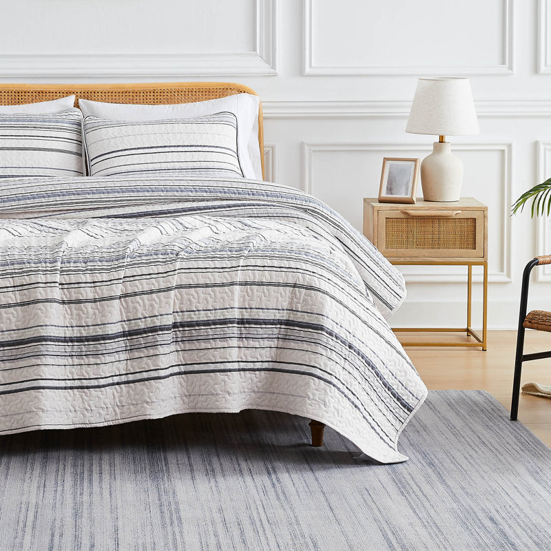 Coastal Grey Full Microfiber Reversible Quilt Set