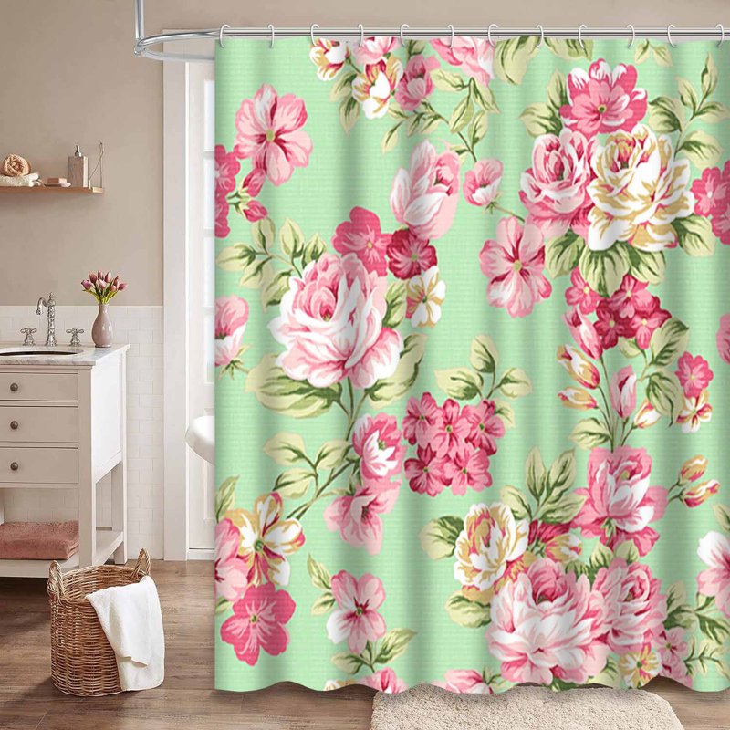 Bouquet de roses en tissu sans couture avec motif floral blanc vieilli et or avec 12 crochets, L 72 po x l 72 po