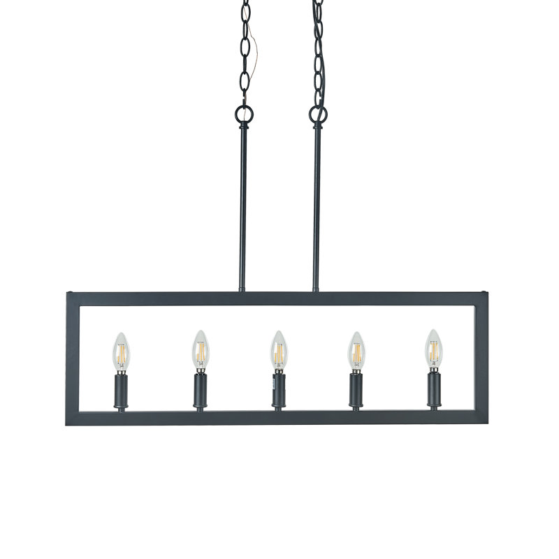 Modern 32" Linear Pendant Light - 5-Light Black